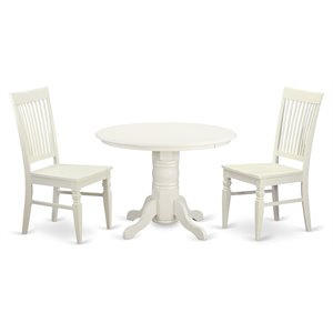 East West Furniture Shelton 3-piece Wood Kitchen Set in Linen White