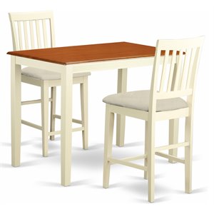 East West Furniture Yarmouth 3-piece Dining Pub Table Set in Buttermilk/Cherry