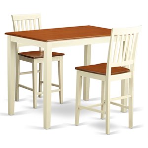 East West Furniture Yarmouth 3-piece Dining Set with Bar Stools in Cherry