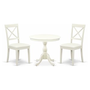 East West Furniture Antique 3-piece Dining Set with X-Back Chairs in Linen White