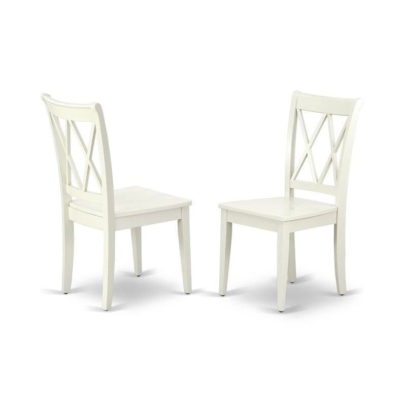 East West Furniture Antique 3-piece X-Back Chairs and Pedestal Table in White