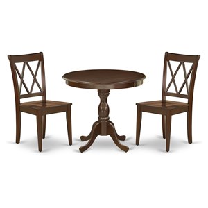 East West Furniture Antique 3-piece Dining Set with X-Back Chairs in Mahogany