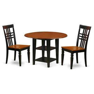 East West Furniture Sudbury 3-piece Table and Dining Chair Set in Black/Cherry