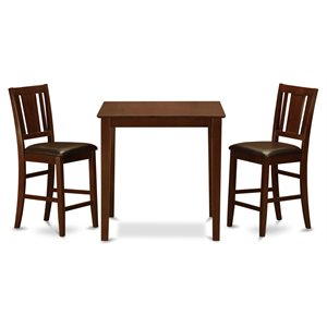 East West Furniture Vernon 3-piece Pub Table and Dining Chair Set in Mahogany