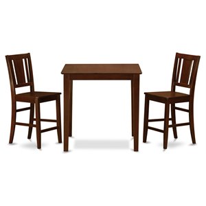 East West Furniture Vernon 3-piece Wood Pub Table and Dining Chairs in Mahogany