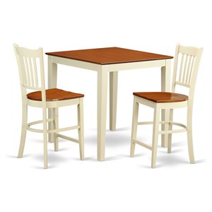 East West Furniture Vernon 3-piece Dining Room Set in Buttermilk and Cherry