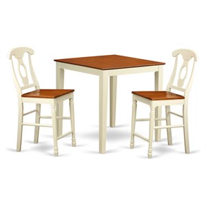 East West Furniture Vernon 3-piece Kitchen Table Set in Buttermilk and Cherry
