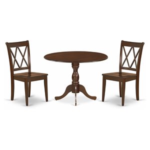 East West Furniture Dublin 3-piece Dining Set with X-Back Chairs in Mahogany