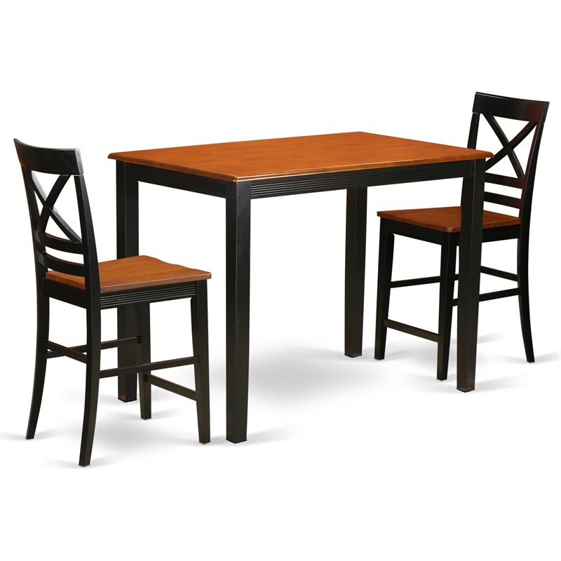 East West Furniture Yarmouth 3-piece Counter Height Dining Set in Black/Cherry