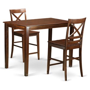 East West Furniture Yarmouth 3-piece Wood Dining Table and Chair Set in Mahogany