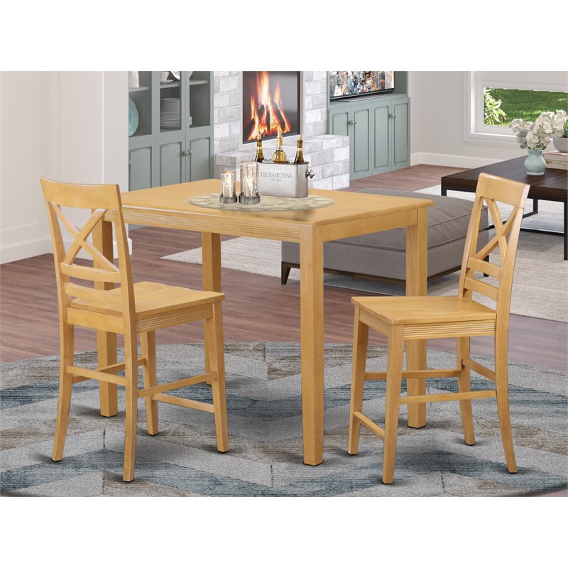 East West Furniture Yarmouth 3-piece Wood Dining Table and Chairs in Oak