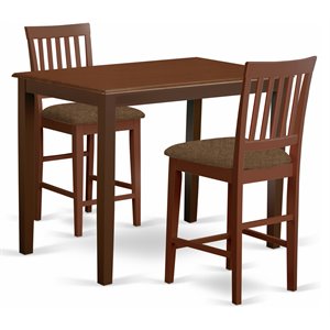East West Furniture Yarmouth 3-piece Wood Dining Table and Chairs in Mahogany