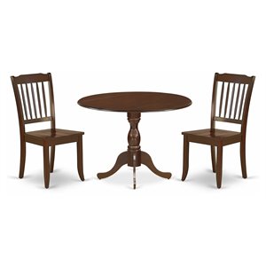 East West Furniture Dublin 3-piece Dining Set w/ Slatted Back Chairs in Mahogany