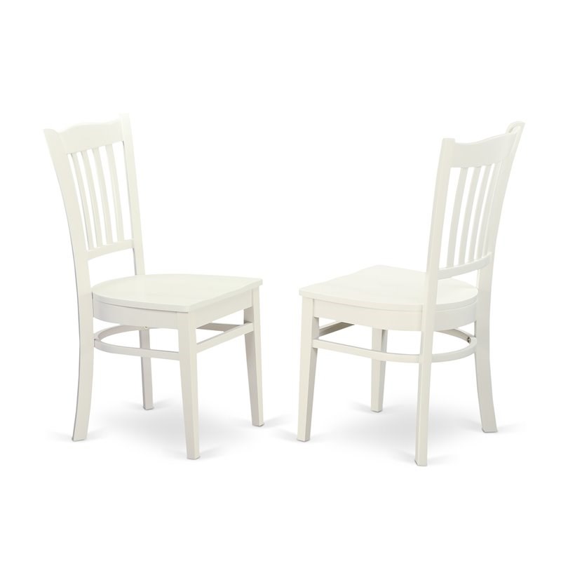 East West Furniture Dublin 3-piece Table and Dining Chair Set in Linen White