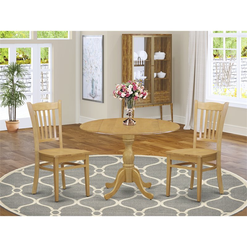 East West Furniture Dublin 3-Piece Traditional Asian Wood Dining Set in Oak