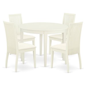 East West Furniture Boston 5-piece Dining Set with Linen Fabric Seat in White