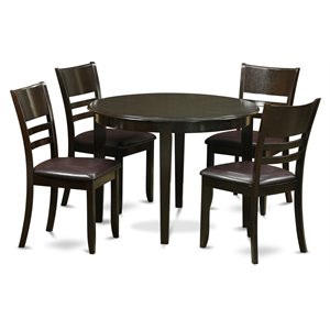 East West Furniture Boston 5-piece Wood Kitchen Table and Chairs in Cappuccino