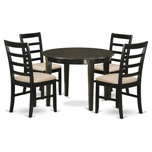 East West Furniture Boston 5-piece Wood Dining Table and Chairs in Cappuccino