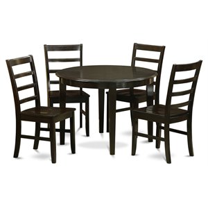 East West Furniture Boston 5-piece Wood Table and Dining Chair Set in Cappuccino