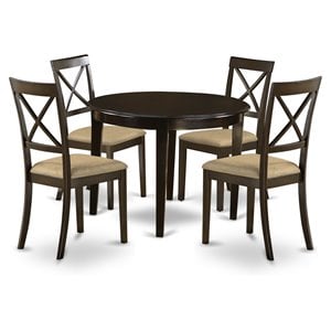 East West Furniture Boston 5-piece Wood Table and Dining Chairs in Cappuccino