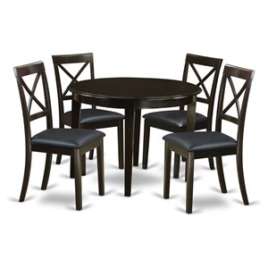 East West Furniture Boston 5-piece Wood Dining Set with 4 Chairs in Cappuccino