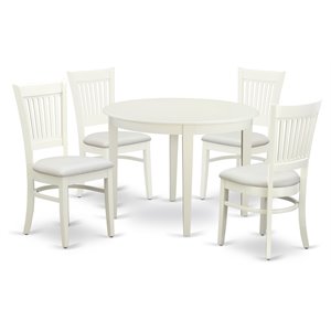 East West Furniture Boston 5-piece Dining Set with Fabric Seat in Linen White