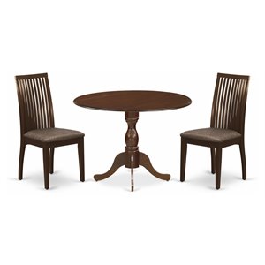 East West Furniture Dublin 3-Piece Traditional Asian Wood Dining Set in Mahogany