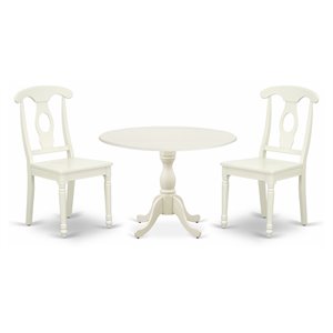 East West Furniture Dublin 3-piece Dining Set with Napoleon Back in Linen White