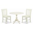 East West Furniture Dublin 3-piece Dining Table Set with Slatted Back in White