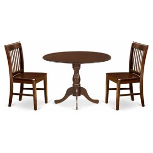 East West Furniture Dublin 3-piece Wood Table and Dining Chairs in Mahogany