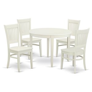 East West Furniture Boston 5-piece Wood Table and Dining Chairs in White