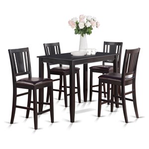 East West Furniture Buckland 5-piece Table and Counter Dining Chair Set in Black