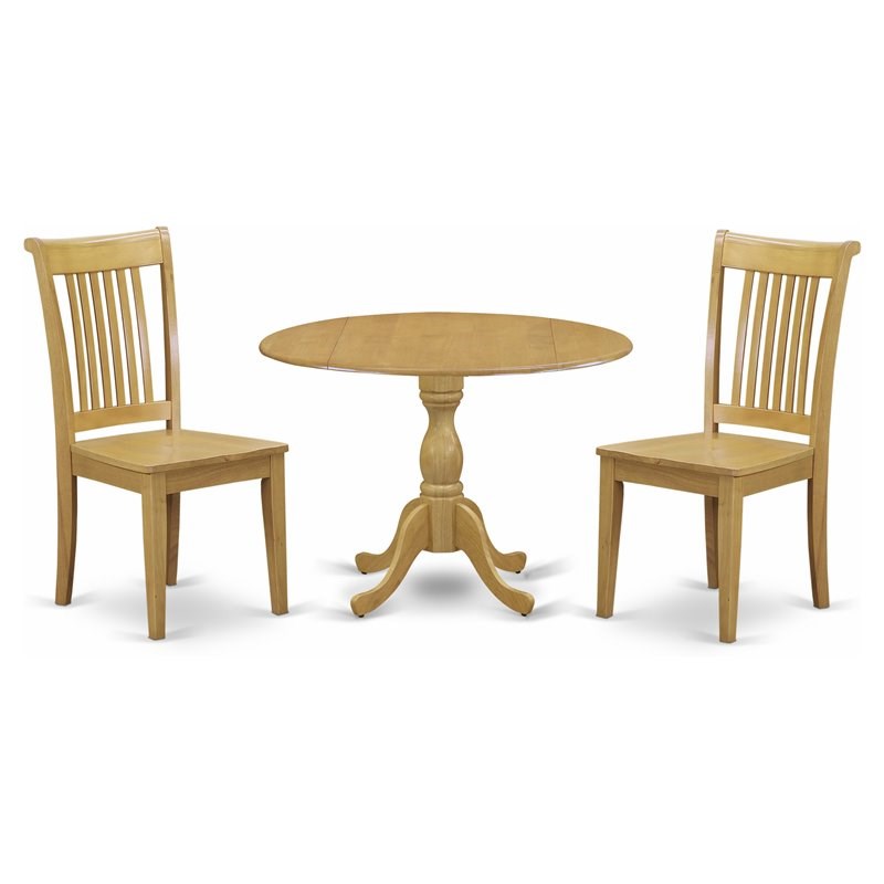 East West Furniture Dublin 3-Piece Traditional Asian Wood Dining Set in Oak