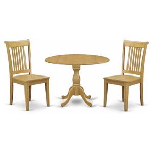 East West Furniture Dublin 3-Piece Traditional Asian Wood Dining Set in Oak