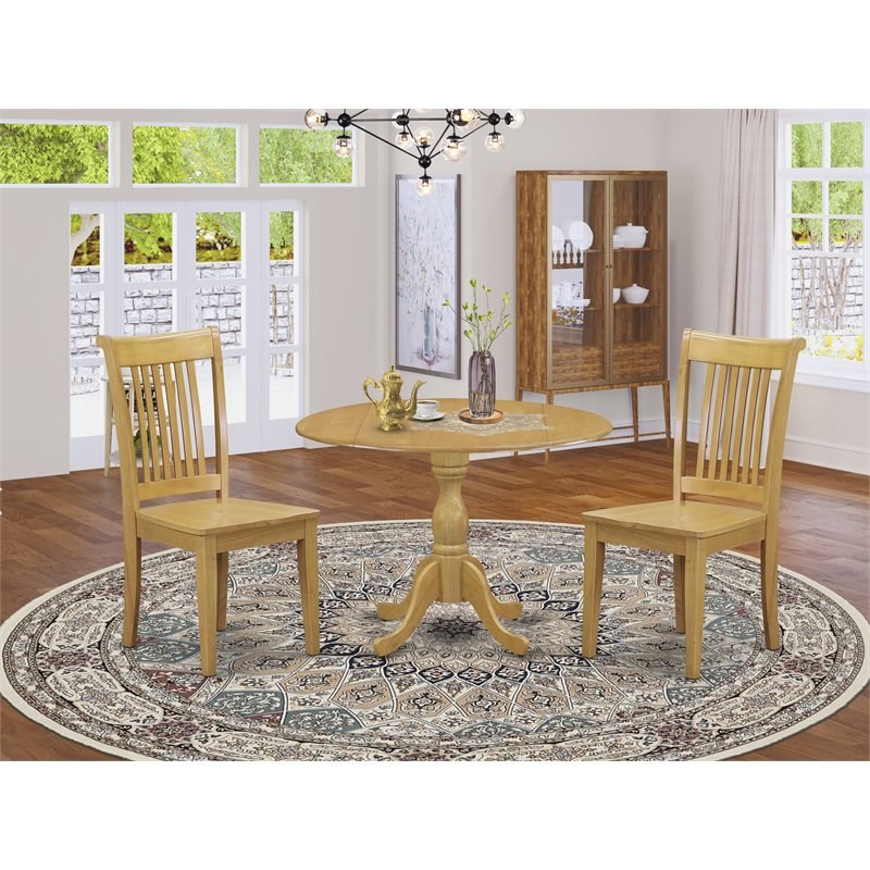 East West Furniture Dublin 3-Piece Traditional Asian Wood Dining Set in Oak