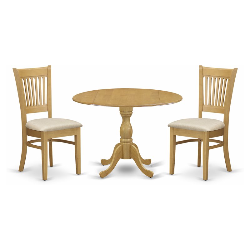 East West Furniture Dublin 3-piece Wood Dining Set with Breakfast Table in Oak
