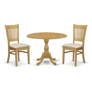 East West Furniture Dublin 3-piece Wood Dining Set with Breakfast Table in Oak