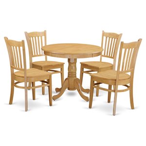 East West Furniture Antique 5-piece Wood Kitchen Table and Chair Set in Oak