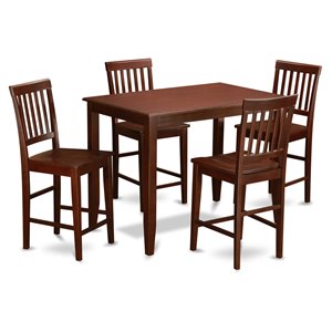 East West Furniture Buckland 5-piece Dining Table and Dinette Chairs in Mahogany