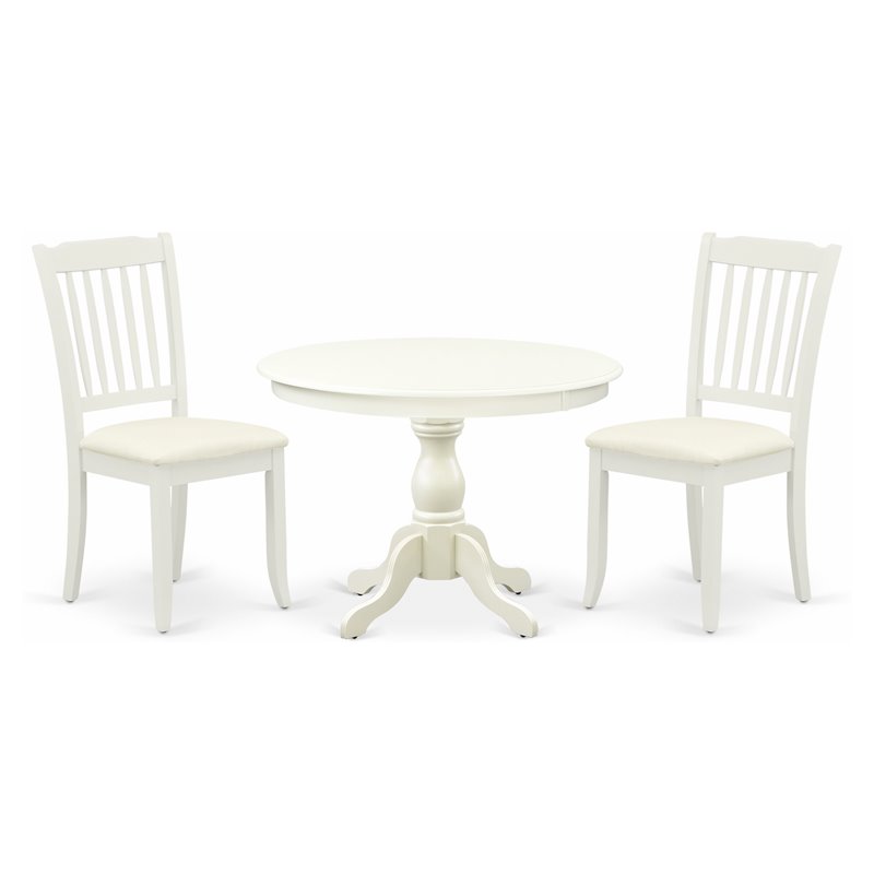 East West Furniture Hartland 3-piece Dining Set w/ Slatted Back Chairs in White