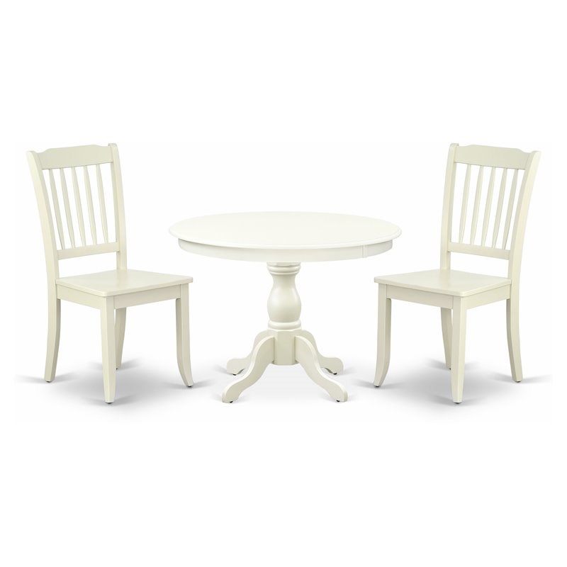 East West Furniture Hartland 3-piece Dining Set with Breakfast Table in White