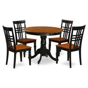 East West Furniture Antique 5-piece Wood Dining Room Set in Black and Cherry