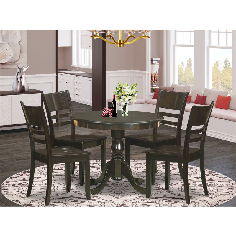 East West Furniture Antique 5-piece Traditional Wood Kitchen Set in Cappuccino