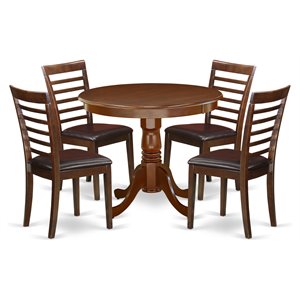 East West Furniture Antique 5-piece Dining Set w/ Faux Leather Seat in Mahogany
