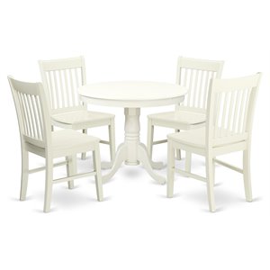 East West Furniture Antique 5-piece Kitchen Table and Chair Set in Linen White