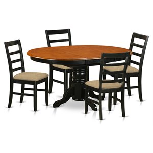 East West Furniture Avon 5-piece Wood Dining Room Set in Black and Cherry