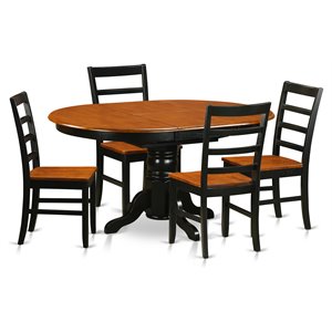 East West Furniture Avon 5-piece Table and Dining Chair Set in Black and Cherry