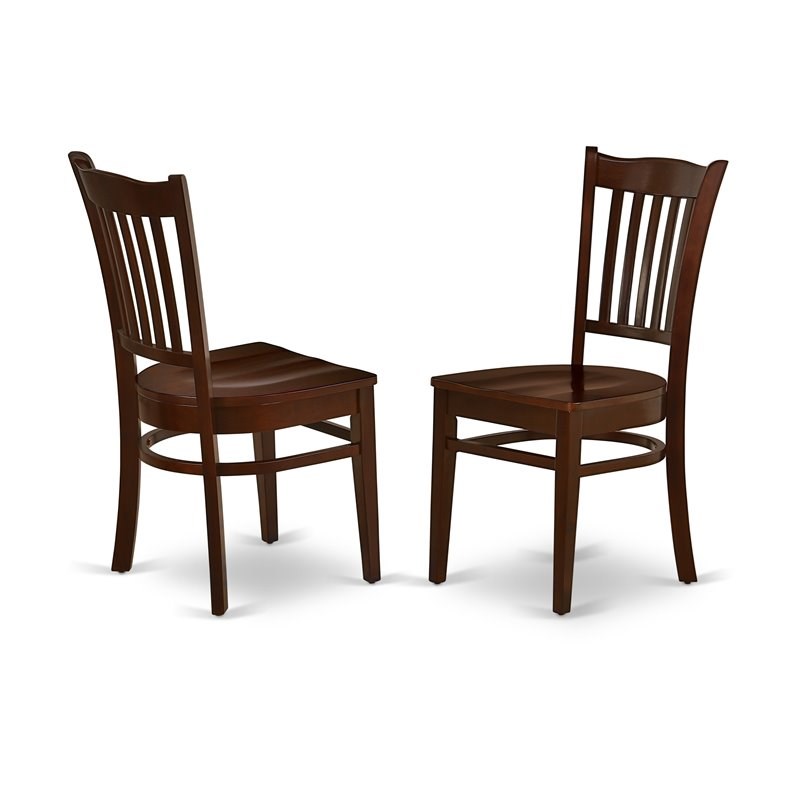East West Furniture Hartland 3-piece Dining Table and Slatted Chairs in Mahogany