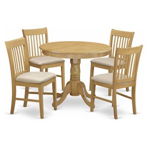 East West Furniture Antique 5-piece Traditional Wood Dining Table Set in Oak