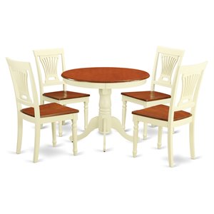 East West Furniture Antique 5-piece Kitchen Table Set in Buttermilk and Cherry